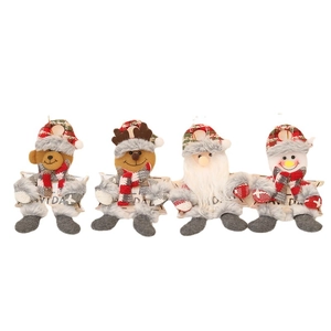 Set of 4 Christmas tree ornaments featuring Santa, reindeer, bear and snowman on star base