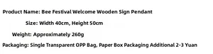 Detailed size specifications for the 40x50cm bee festival wooden welcome door sign