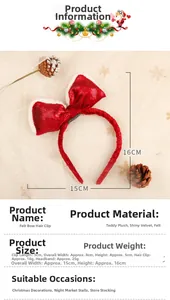 Detail showing red velvet Christmas headband with soft white plush trim and shiny texture