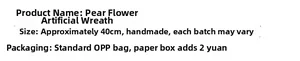 Detailed product specifications for pear blossom artificial wreath with 40cm size info