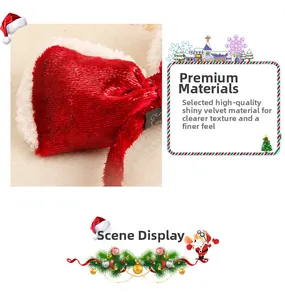 Macro detail of red velvet Christmas bow hairband with white plush edges for holiday decor
