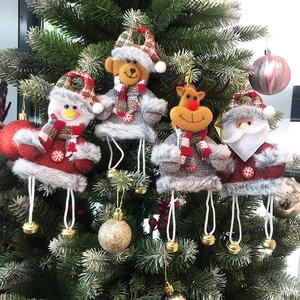 Christmas Plush Doll Bell Pendant Non-Woven Fabric Santa Snowman Deer Bear Hanging Ornaments For Xmas Tree Holiday Party Home Decor