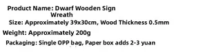Detailed technical specifications for gnome wooden door wreath with 39x30cm dimensions