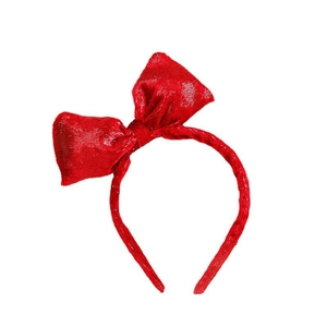 Sparkly red velvet bow headband for Christmas party costumes and festive hair accessories