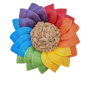 Couronne tournesol en toile de jute arc-en-ciel pour décoration murale et porte d'entrée