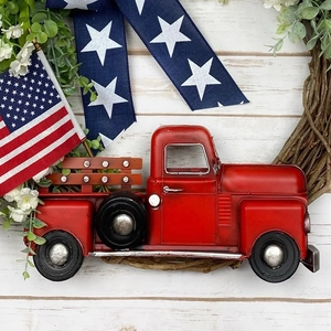 Patriotic 45cm American Independence Day truck wreath with flag and bow door decor