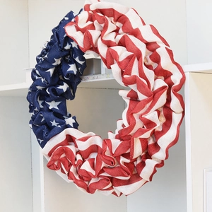 Patriotic 40cm American flag burlap wreath for Independence Day home door decoration