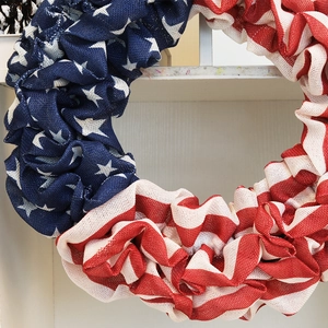Patriotic 40cm American flag burlap wreath for home door and wall decoration