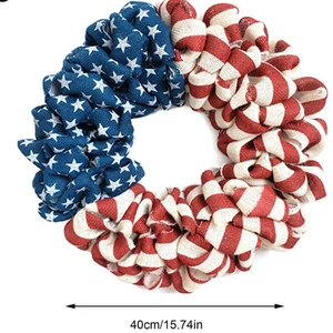 40cm American flag burlap wreath for Independence Day home wall and front door decoration