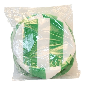 Green and white striped velvet St. Patrick's Day party hat in protective packaging