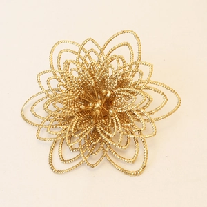 Golden beaded artificial flower ornaments for Christmas DIY decoration 2-piece set