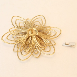 Golden hollow Christmas flower decorative accessories with clips for DIY holiday decor