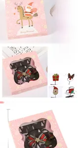 Christmas hair accessories gift box featuring Santa reindeer motifs and pink snowflake box
