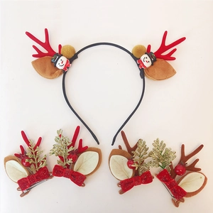 Antler Snowman Headband With Bow Ear Hair Clips For Kids Adults Christmas Party Decorations Red White Brown Accessories