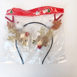 Set de Noël 3 pièces avec serre-tête bois de cerf et pinces à cheveux à paillettes dorées