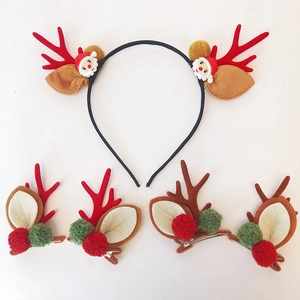 Cerchietto Con Corna di Natale e Babbo Natale Mollette per Capelli per Bambini Adulti Decorazione Festa Natalizia Accessori Capelli