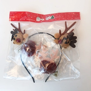 3-piece Christmas deer antler headband set with plush ears and cartoon reindeer decor