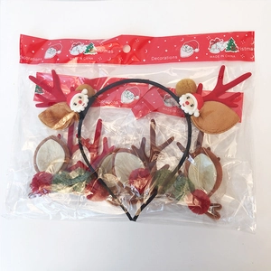 Set da 3 pezzi natalizio con cerchietto corna di renna e fermagli di Babbo Natale