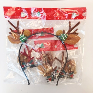 Christmas reindeer antler headband set with mini trees and snowflake hair accessories