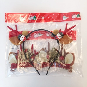 3-piece Christmas hair set with reindeer antlers, snowman headband and bow hair clips