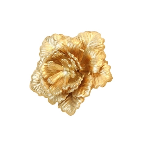Golden artificial Christmas flower clip with layered petals for festive DIY decorations