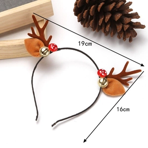 Christmas reindeer antler headband set with mushroom and bell decor, dimensions 19cm by 16cm