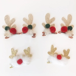 Set Fermagli per Capelli Corna di Natale Glitter Cervo Pompon Forcine per Capelli per Decorazione Festa Vacanza Bambini Adulti Foto Requisiti