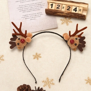 Cute 3-piece plush reindeer antler headband and clips for Christmas hair decoration