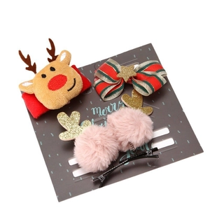 Collection de Pinces à Cheveux et Bracelets Slap de Noël pour Enfants Femmes Père Noël Renne Sapin Peluche Accessoires Cheveux