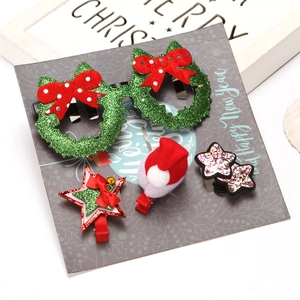 Coffret de noël 4 pièces avec lunettes à paillettes vertes et jolies pinces à cheveux