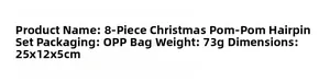 Detailed logistics info for 8pcs Christmas hair clip set: 73g weight and 25x12x5cm dimensions