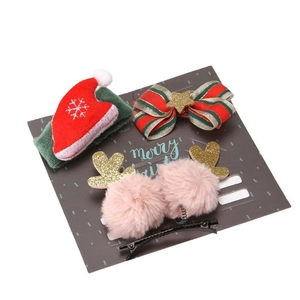 Lot de barrettes de Noël avec bonnet de Noël, nœud rayé et bois de renne scintillants