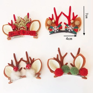 Ensemble Barrettes Cheveux Bois de Renne Noël pour Femmes Filles Oreilles de Cerf Nœud Baie Flocon de Neige Accessoires Cheveux Fête Coiffe