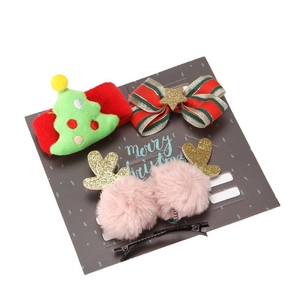 Coffret de 3 accessoires cheveux de Noël avec sapin en peluche, nœud et pinces renne
