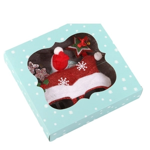 Coffret cadeau de Noël 4 pièces avec mini chapeau rouge et ornements étoilés festifs