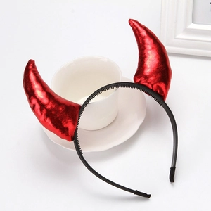 Halloween Devil Horn Headband Red Metallic Fabric Horn Hair Clip Funny Party Costume Headpiece For Girls Women Cosplay