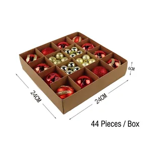 Christmas tree ball set with 44 red and gold ornaments in a 24x24x6cm gift box