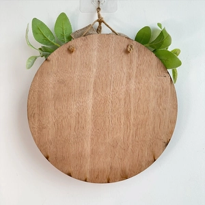 Panneau de porte rond en bois pour l'Indépendance avec feuilles et nœud en lin