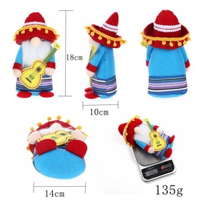 Gnome mexicain avec sombrero et guitare, dimensions 18 cm de haut et 135 g de poids