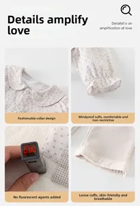 Détail de vêtements fleuris pour bébé avec col en dentelle et test de fluorescence nul