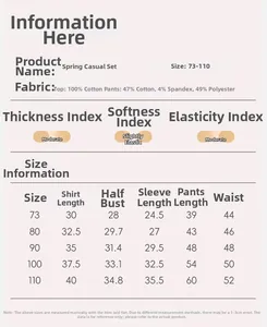 Guide des tailles pour ensemble printemps bébé fille avec mesures détaillées
