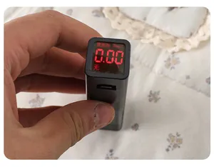 Close-up of portable fluorescence tester showing 0.00 mg/l on a fabric background