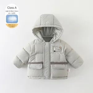 Toddler Baby Hooded Down Jacket White Duck Down Filling Winter Warm Quilted Coat For Infant Boys Girls Puffer Outerwear