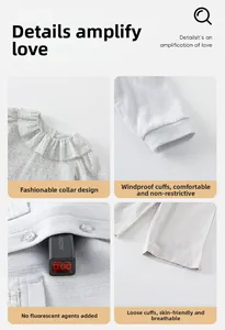 Detail of floral ruffle collar and ribbed cuffs for baby girl outfit set with safety test