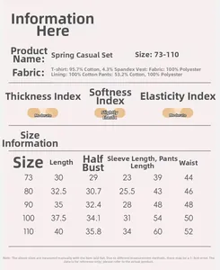 Detailed size chart for toddler boy 3-piece spring suit with fabric composition info