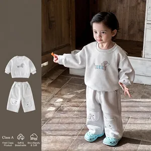Baby Jungen Kleidung Set Weiche Baumwollmischung Sweatshirt Und Hose Lässiger Hundedruck Zweiteiler Kleinkind Frühlingsmode