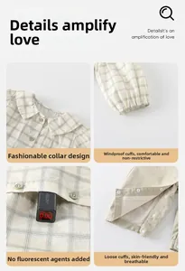 Détails de l'ensemble bébé à carreaux avec boutons-pression et coton sans fluorescent