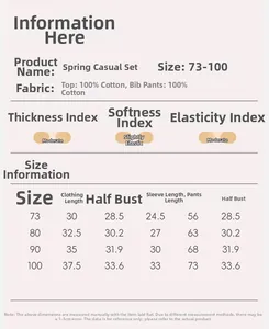 Tableau des tailles pour ensemble chemise à carreaux et salopette en coton pour bébés