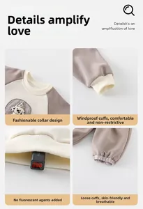 Detail view showing ribbed cuffs and fluorescent-free cotton fabric for baby sports suit