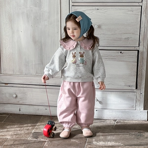 Ensemble printemps pour bébé fille avec sweat à lapin et pantalon décontracté rose